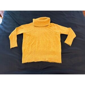 For The Republic Mustard Yellow Marl Turtleneck‎ Raglan Sleeve Ribbed Sweater